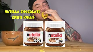 ASMR NUTELLA CHOCOLATE 🍫CREPE ROLLS MUKBANG  Mukbang Eating Nutella Crepes  ASMR  Food [upl. by Aitra]