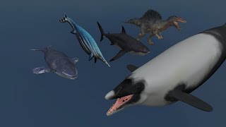 PREHISTORIC Sea Monster Size Comparison 3D Real Scale [upl. by Brandenburg692]