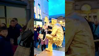 Gold Man Statue breaking the rules youtubeshorts streetart [upl. by Skerl]