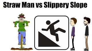 Straw Man vs Slippery Slope Fallacy explained with examples [upl. by Nylrehc]