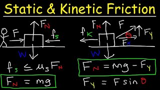 Static Friction and Kinetic Friction Physics Problems With Free Body Diagrams [upl. by Idnym510]