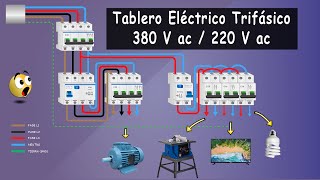 TABLERO TRIFÁSICO 380 V ac CON DERIVACIÓN MONOFÁSICA DE 220 V ac [upl. by Gabbie]