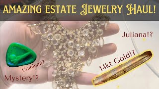 AMAZING Estate Jewelry Haul 14kt Gold Juliana Uranium Glass [upl. by Aliahs]