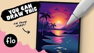 You Can Draw This Sunset Beach Landscape in PROCREATE  Step by Step Procreate Tutorial [upl. by Yedok902]