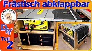 Universal Oberfräslift im stabilen Frästisch abklappbar an Dewalt DWE 7492 selber bauen  IngosTipps [upl. by Yenalem]