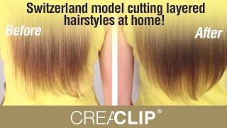 Switzerland Fine Thin hair model cutting layered hairstyles at home Long Bangs amp Layers [upl. by Nairred759]