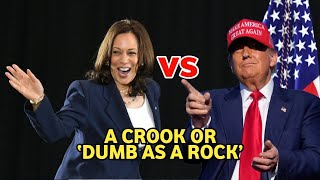 Kamala Harris and Donald Trump launch lines of attack A crook or ‘Dumb as a Rock’ [upl. by Cutlip]