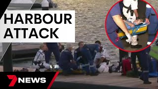 Heroes save a swimmer mauled in a shark shock in Sydney Harbour  7 News Australia [upl. by Sukey850]