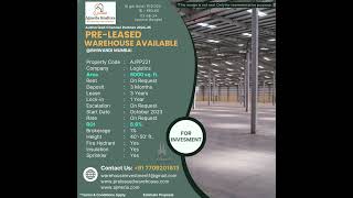 6000SQ FT PRELEASED WAREHOUSE PROPERTY AVAILABLE FOR INVESTMENT IN BHIWANDI FOR INVESTMENT BANKER [upl. by Holmann]