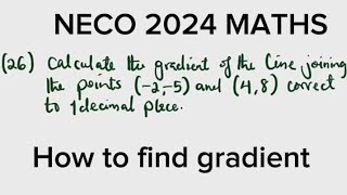 NECO 2024 MATHS  HOW TO FIND THE GRADIENT AND SLOP OF A LINE [upl. by Nimra693]