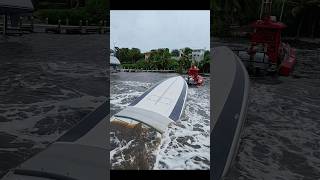 Sunk NorTech Cigarette Style Boat Sunk At The Dock After Hurricane Salvage Recovery boatus [upl. by Fauver]