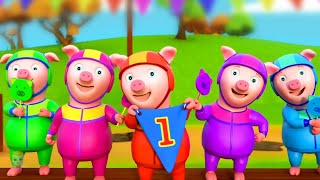 Five Little Piggies Animal Cartoon Videos And Kids Songs by Farmees Sunny Barn [upl. by Aufmann74]