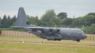 Lockheed Martin MC130J Hercules Commando II US Air Force USAF departure at RIAT 2015 AirShow [upl. by Malinin]