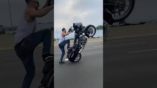 Harley Dude Foot Dragging Wheelie harleydavidson motorcycle wheelie stunt [upl. by Schecter757]