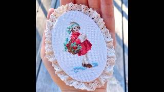 Cute girl winter Christmas cross stitch [upl. by Baudoin636]