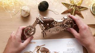 The Ugears Bike VM02 a real motorcycle you can assemble on your table [upl. by Amzu]