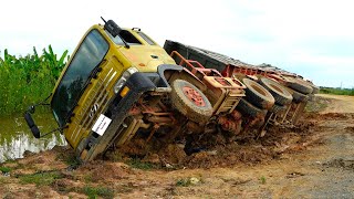 Incredible Overload Trucks Overturn​​ Heavy Help Caterpillar 320 Vs Sany SY215C [upl. by Midian]