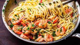 Lemon Garlic Shrimp Pasta  So Easy Youll Make It All Year Long [upl. by Mandler521]