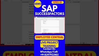 SAP SuccessFactors Employee Central Training 56 18th Nov 2024sapsuccessfactorstrainingsaptrainings [upl. by Eltsirk]