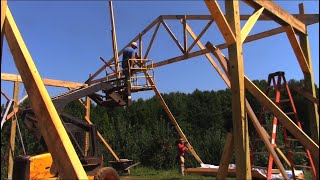 Running bracing for the 30x40 pole barn and setting the lead truss on the pole barn build Ep 45 [upl. by Priscella189]