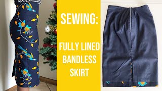 SEWING Tutorial How To SEW a Fully Lined Bandless Pencil Skirt With Back Slit amp Invisible Zipper [upl. by Haeckel]