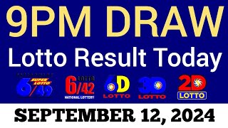 Lotto Result Today 9pm Draw September 12 2024 Swertres Ez2 PCSO Live Result [upl. by Olga]