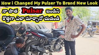 How i changed my old pulsar BS6 to new look in Low price MRF TYRES REVIEW IN TELUGUmodified pulsar [upl. by Hsekar33]