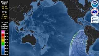 Tsunami Animation Maule Chile 2010 Mercator [upl. by Jacobine603]