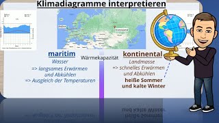 Klimadiagramm interpretieren  kontinental vs maritim [upl. by Ayam652]