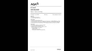 AQA A Level Sociology Question Paper 2 2024 7192 2 Topics In Sociology [upl. by Born]