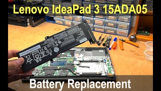 Lenovo IdeaPad 3 15ADA05  Battery Replacement [upl. by Htiduj]