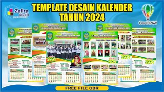 TEMPLATE KALENDER 2024  KALENDER 2 BULANAN  FREE DOWNLOAD CDR  ZAFIRA STUDIO  COREL DRAW [upl. by Oab618]