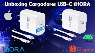 UNBOXING Cargador 20W 1HORA Económico Para IPHONE ANDROID USB C A USB C Y Lightning [upl. by Ingraham]