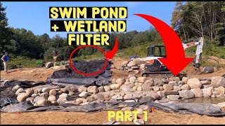 Large PondWaterfall Build w Wetland Filter TIMELAPSE PT 1 [upl. by Adlesirg363]