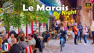 🇫🇷 Paris Magic of Night Le Marais  Mesmerizing Evening Exploration 4K60fps [upl. by Adlare]