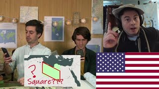 American Reacts  The mystery of the squarest country  Map Men [upl. by Jaddan]