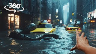 360° Action Survive Giant Snakes amp City Flood Disaster VR 360 Video 4K Ultra HD [upl. by Nylessej84]