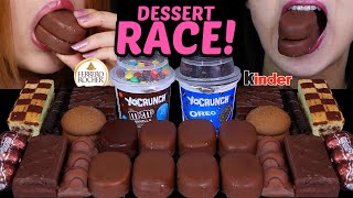 ASMR LEFTOVER DESSERT RACE MampMS amp OREO DESSERT CUPS TICO ICE CREAM MINI KINDER EGGS FERRERO 먹방 [upl. by Nahtannhoj508]