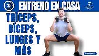 35 MIN Entreno en Casa Rutina de 5 Rondas por Repeticiones  Tríceps Bíceps Lunges y Más [upl. by Nywles]