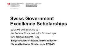 001 Swiss Government Excellence Scholarships  One Minute Intro [upl. by Clute]