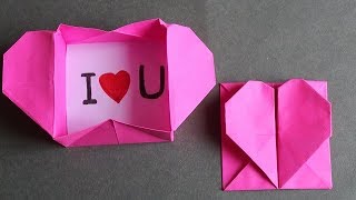 DIY  Origami Heart Box amp Envelope  with Secret Message  PopUp Heart [upl. by Ayhtin]