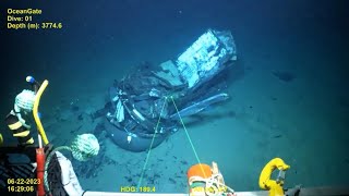 VIDEO OceanGate Titan submersible hull wreckage found at bottom of the ocean [upl. by Fihsak]