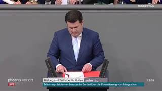 Bundestag Debatte zur Bildung und Teilhabe für Kinder am 21032019 [upl. by Akisej441]