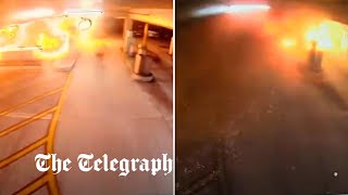 Luton Airport Fire CCTV reveals moment car park collapses [upl. by Hara99]