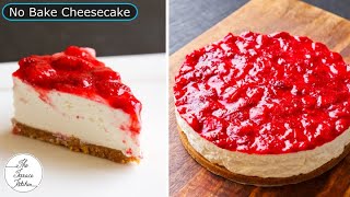 No Bake Cheesecake Recipe  Strawberry Cheesecake Recipe without Gelatine  The Terrace Kitchen [upl. by Neirod]