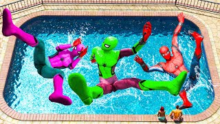 GTA 5 Rainbow Spiderman Jumping Into Pool Euphoria PhysicsRagdolls 2 [upl. by Ul]