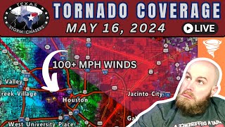 As It Happened Live Derecho amp Tornadoes in Houston Texas on May 16 2024 100 MPH Winds [upl. by Anahs]