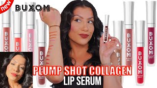 newBUXOM PLUMP SHOT COLLAGEN INFUSED LIP SERUM  NATURAL LIGHTING LIP SWATCHES  MagdalineJanet [upl. by Leunam828]