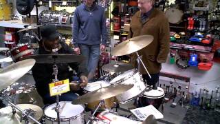 Lenny White and Michael Shrieve try out Elvin Jones cymbals [upl. by Amuwkuhc]