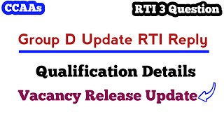 Railway Job Update  Group D Qualification RTI Reply  New Vacancy Release Update  By Srikanth [upl. by Anisor]